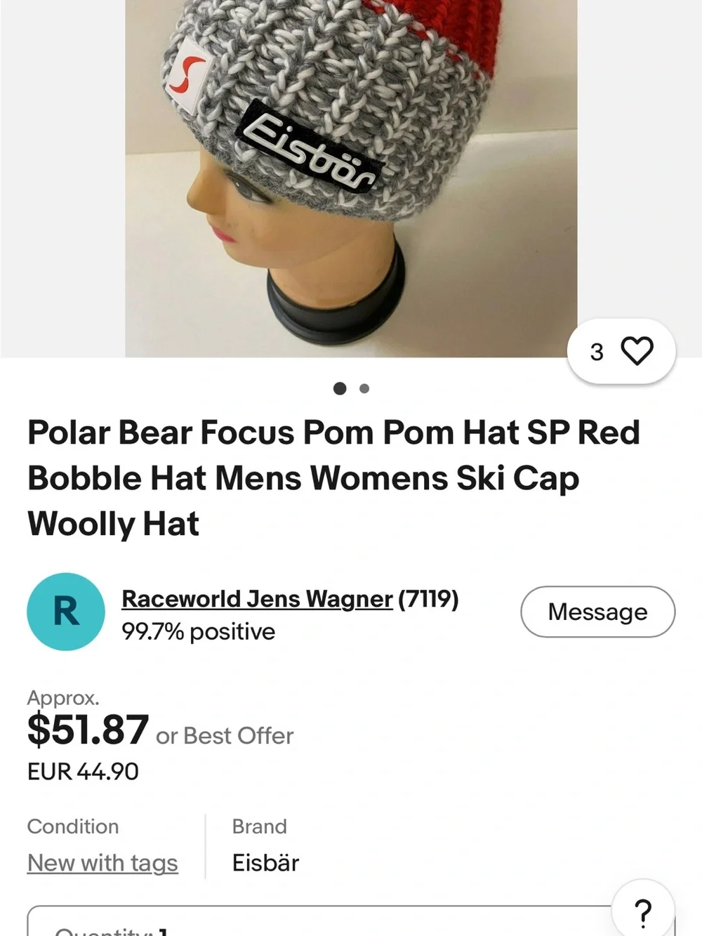 Eisbar Orange & Black Knit Beanie - Vail Valley / Audi Birds of Prey